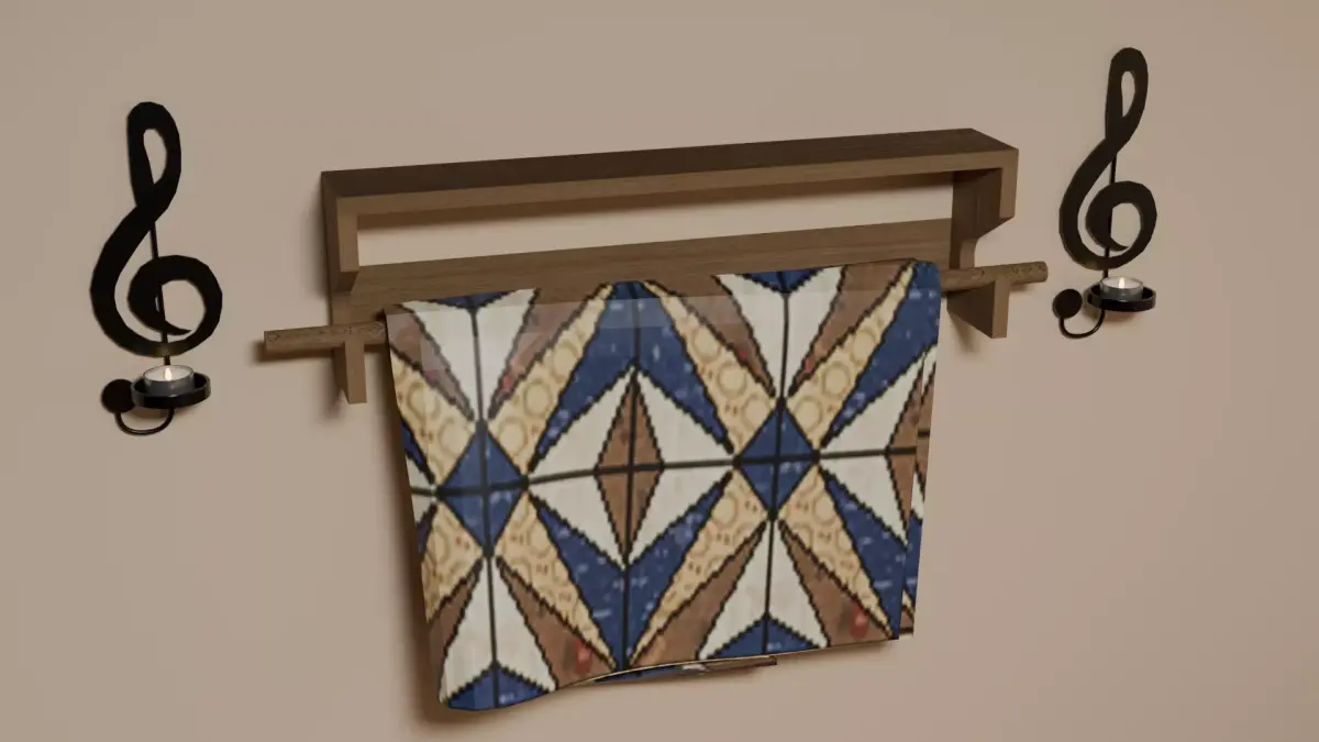 Rustic Wall Mounted Quilt Rack with Quilt Free low-poly 3D model