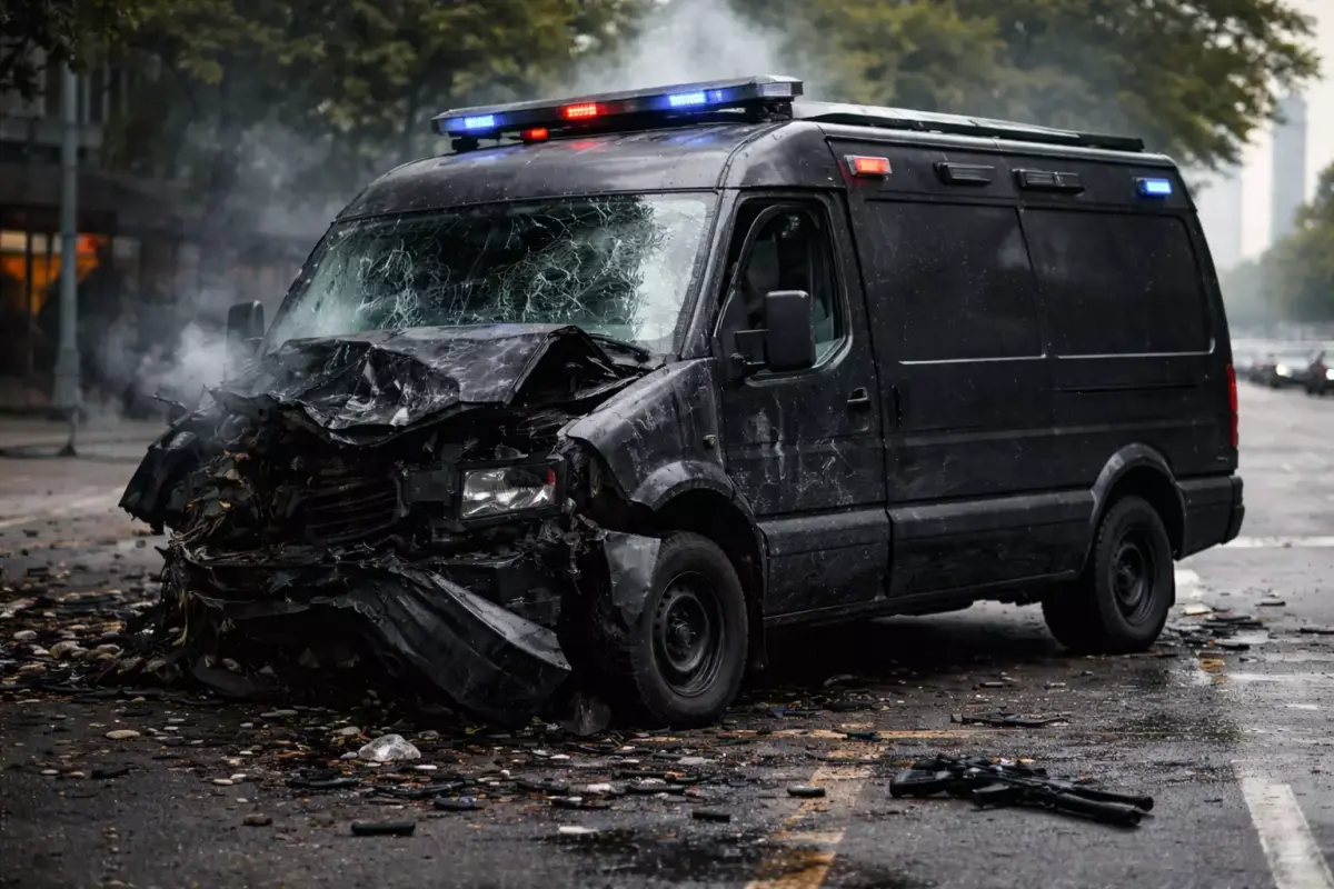 Crashed SWAT Van Damaged Tactical Police Vehicle 3D model
