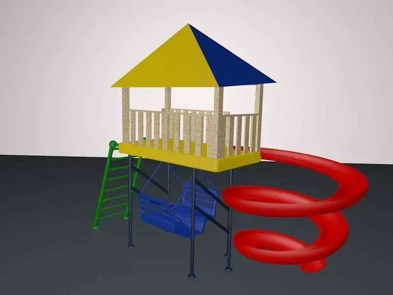 swing and skis 3D model