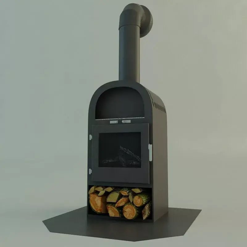 Fireplace wood burning stove with logs on top Free 3D model