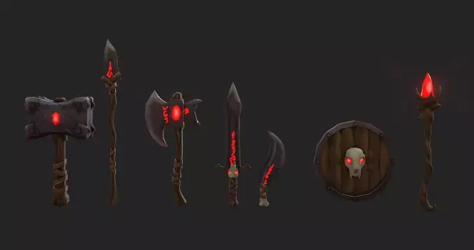 Beastman Battle Pack Game Ready Fantasy Weapons Low-poly 3D model