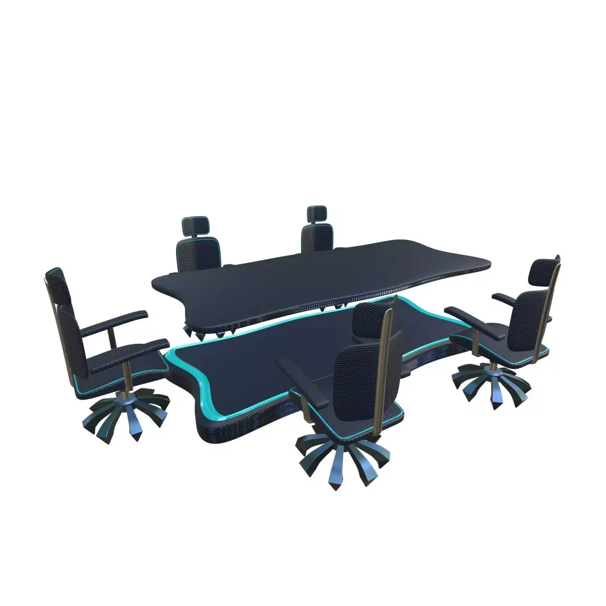 Futuristic Conference Table and Office Chair Set 2K PBR Model 3D model