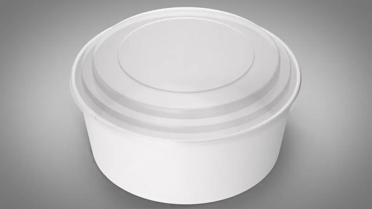 Paper Food Bowl with Clear Lid for Soup for Salad 50 Oz 1500 ml Mockup 3D model