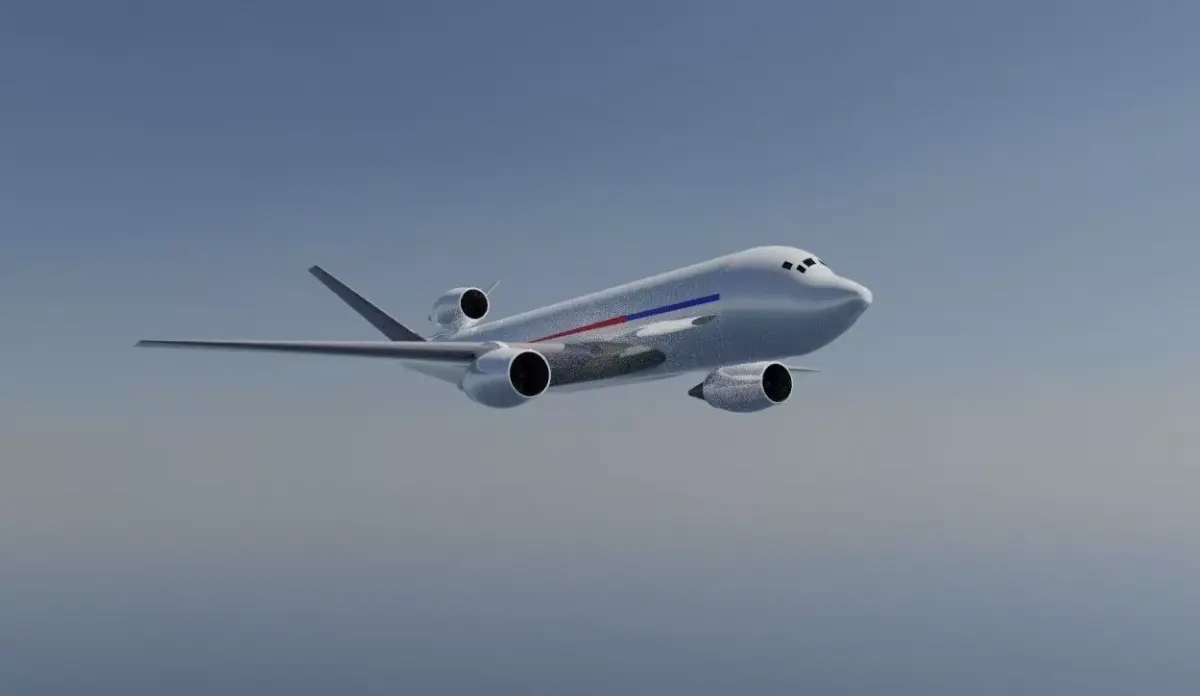 Fictional V-Tail Tri-Jetliner Dorsal Engine Concept Transport Low-poly 3D model