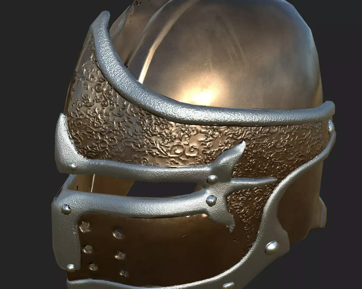 Helmet with ornaments Low-poly 3D model