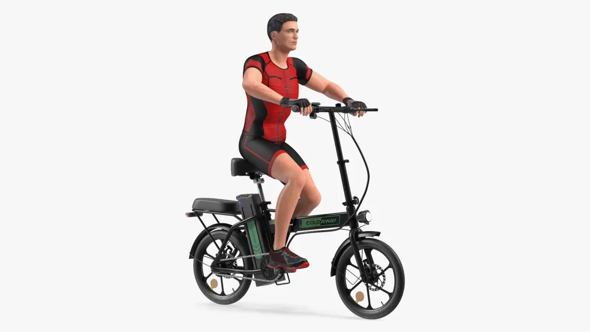 Black Colorway Electric Bike with Cyclist 3D model