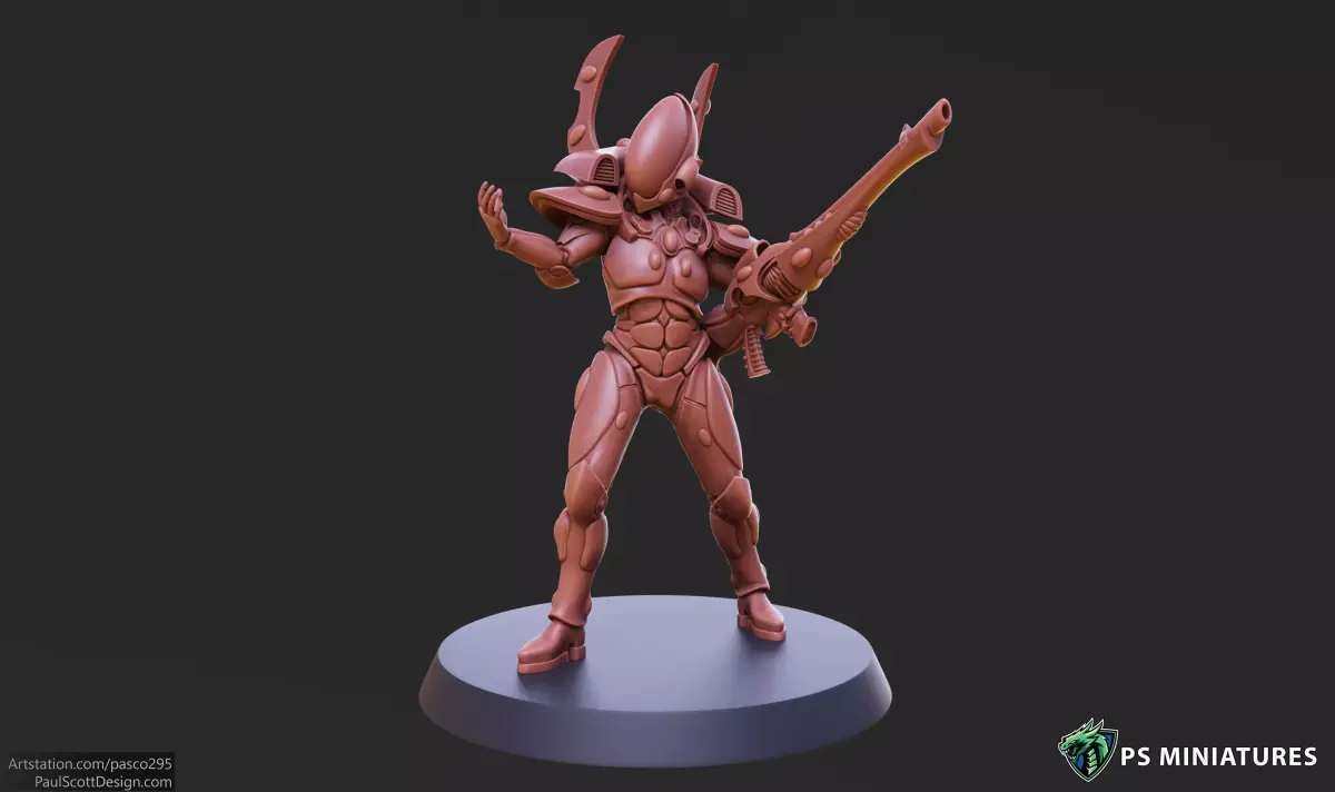 Space Elf Male Soldier Pose 5 - 8 Variants 3D print model