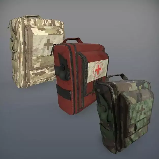 Military medkits Low-poly 3D model