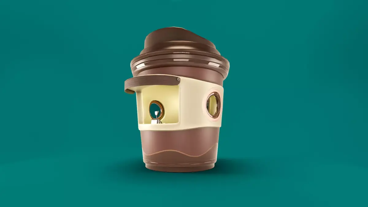 Low Poly Market Stall Kiosk  coffee cup Free low-poly 3D model