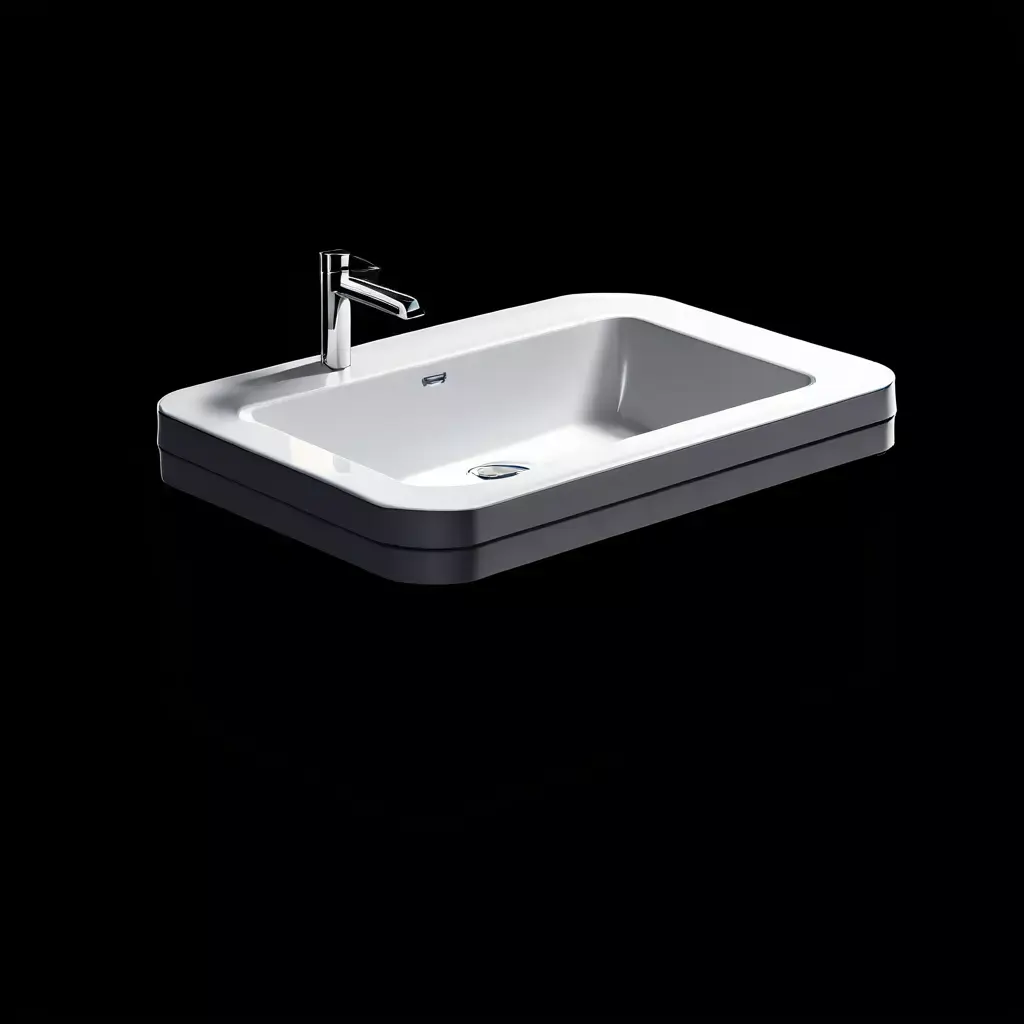 Modern White Rectangular Kitchen Sink 3D Model Low-poly 3D model