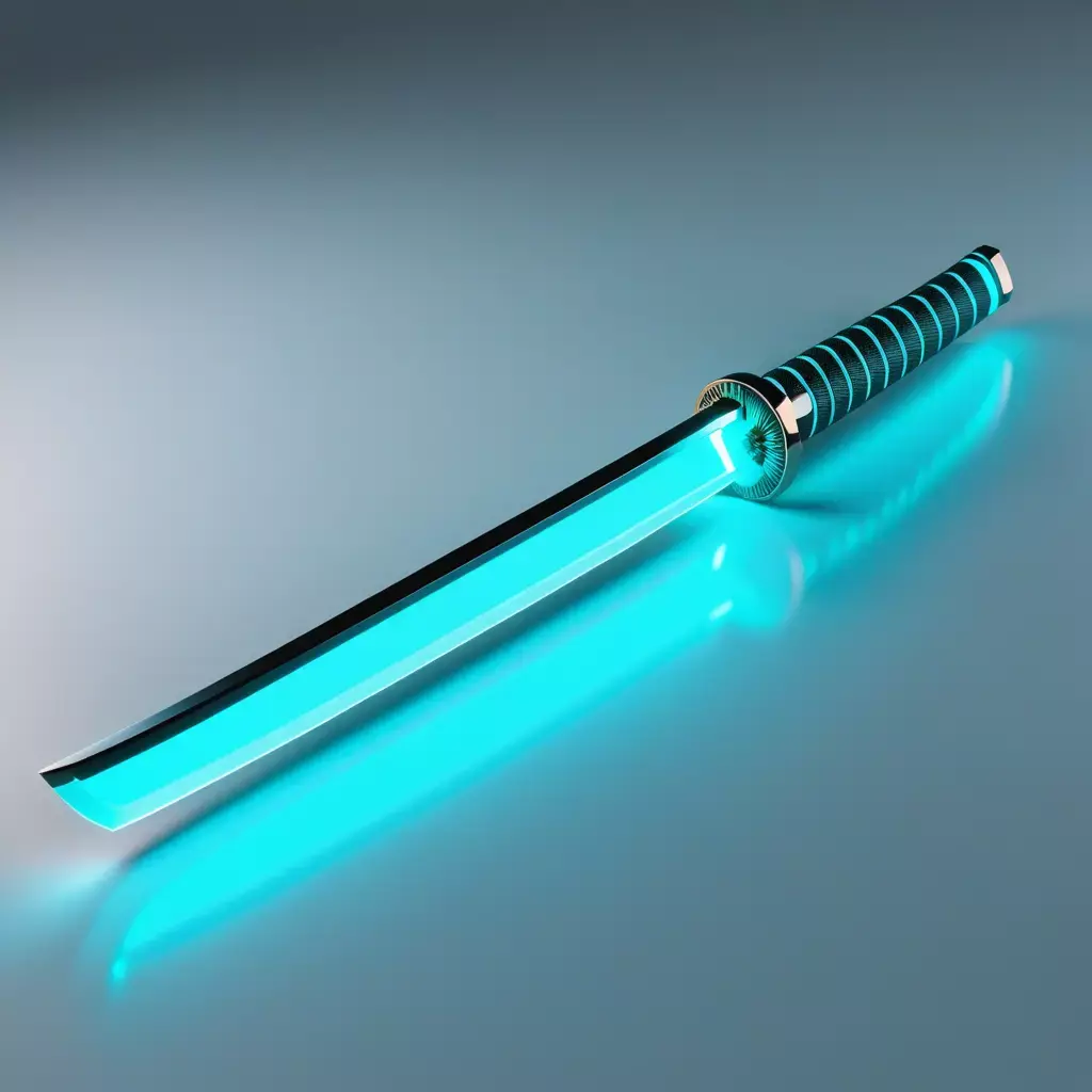 Cyan Neon Katana 3D Model 3D model