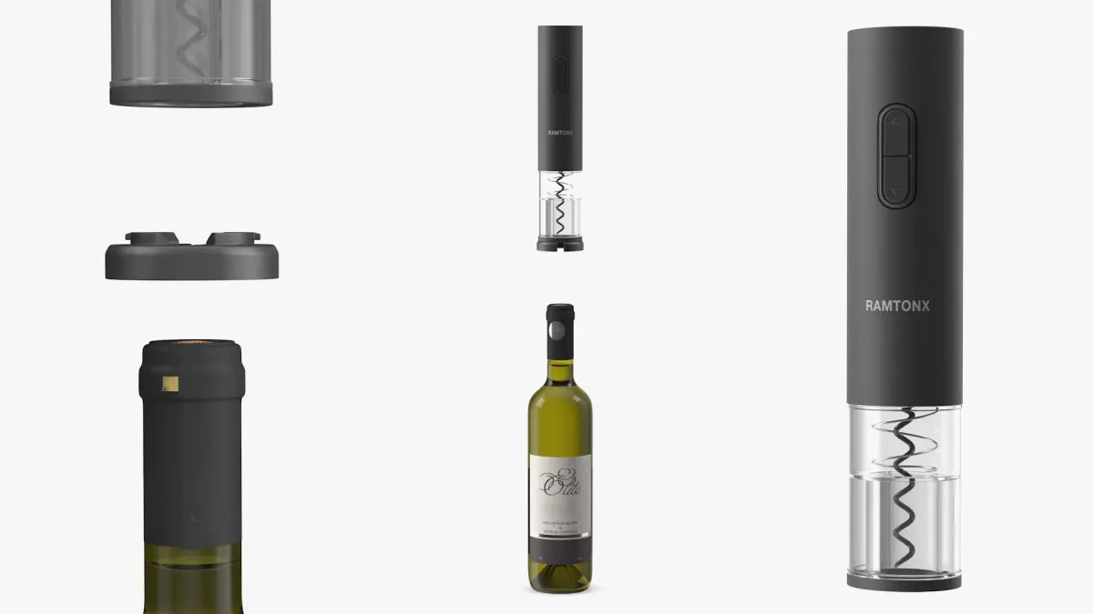 Wine Opener on Bottle Animated 3D model