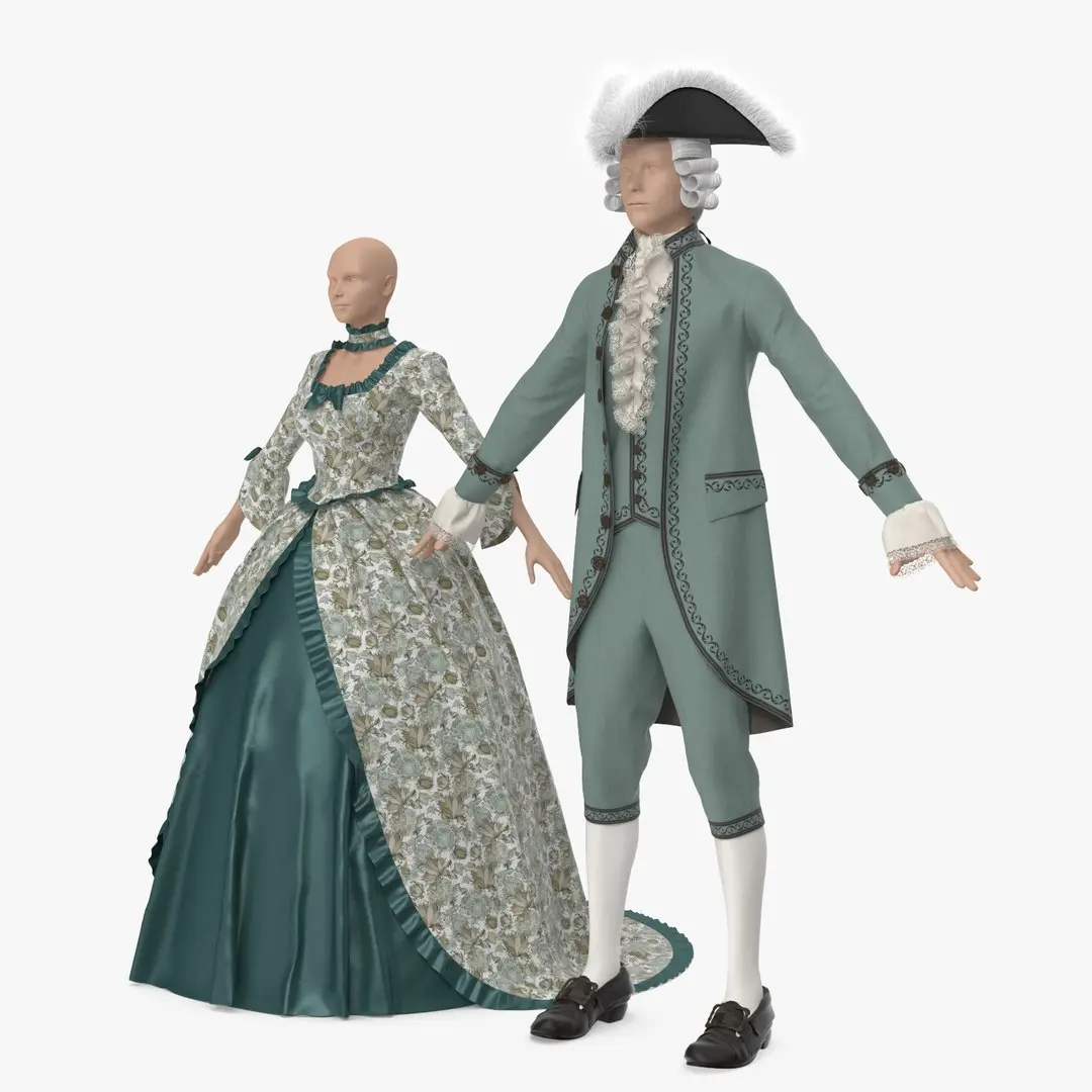 Vintage Clothing Men and Women 3D model