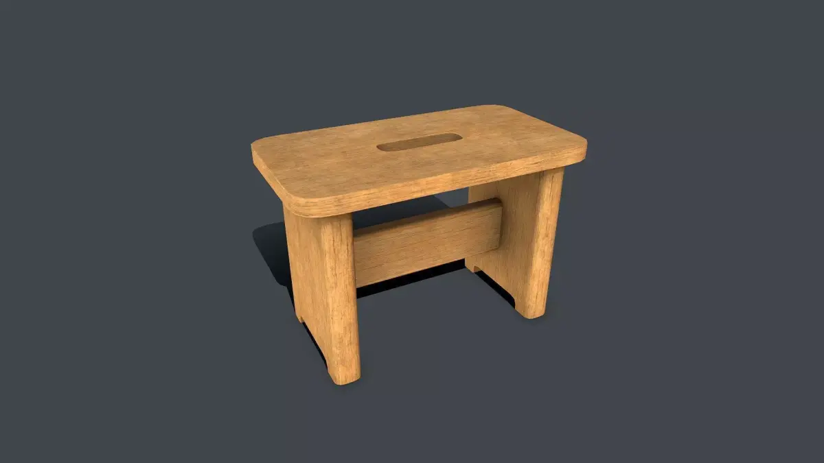Old Wooden Stool 4 Low-poly PBR Free low-poly 3D model