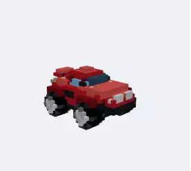 Voxel Red Armored Sci-Fi Rover Low-poly 3D model