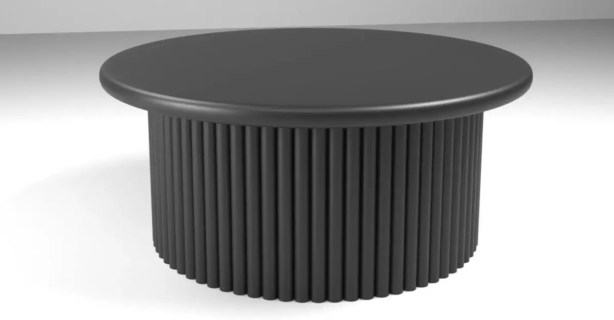 Round Matte Black Plastic Dining Table Free 3D model