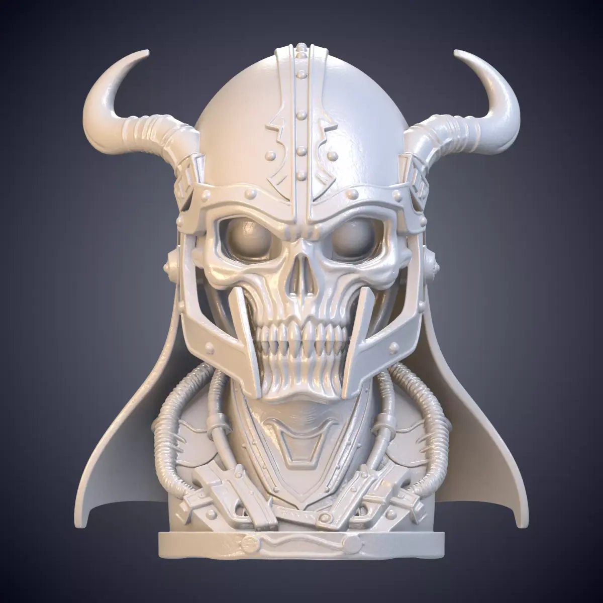Horned Skull Warrior Bust Statue PM-970 3D print model
