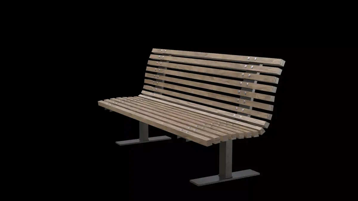 Public Bench V-03 Low-poly 3D model
