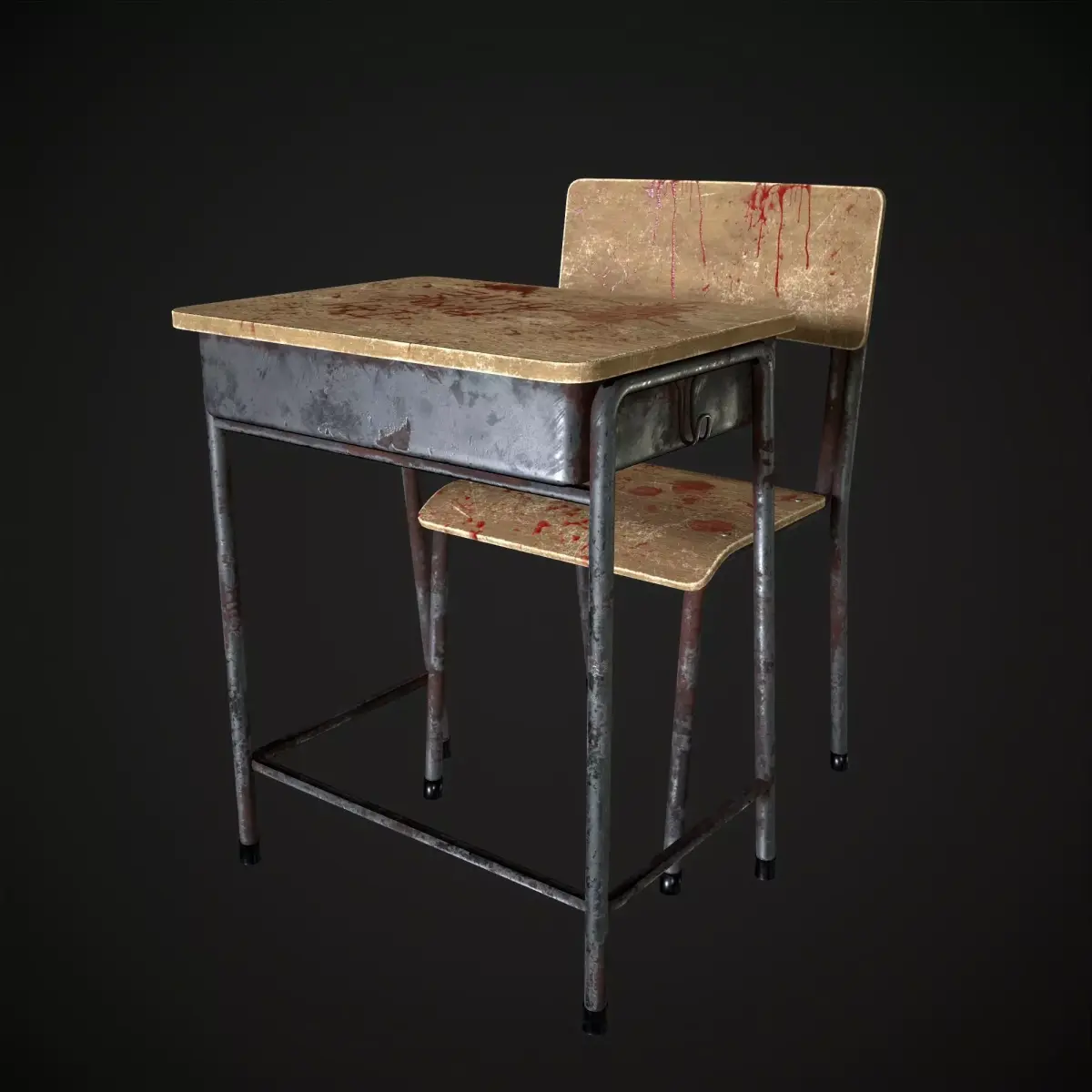 School Table and Chair - 3D Model Low-poly 3D model