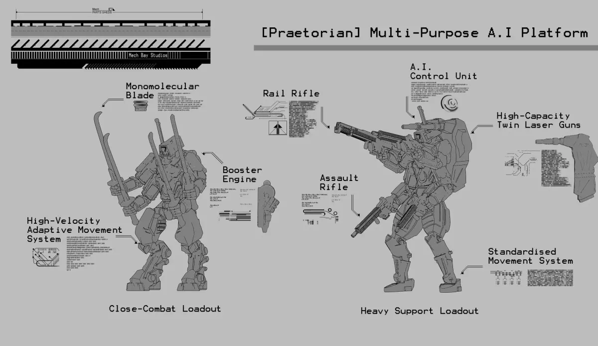 28mm Infantry Support Mech Kit - Praetorian 3D print model