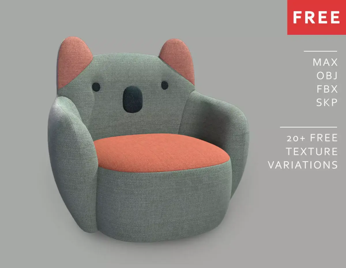 FREE Cute Little Armchair for Kid - KC002 Free 3D model