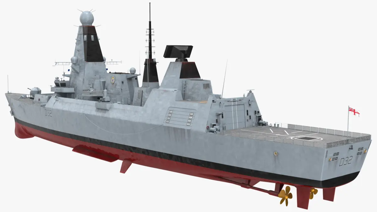 Royal Navy Type 45 Destroyer Rigged for Cinema 4D 3D model