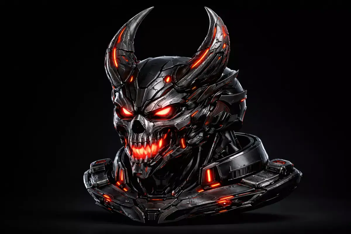 Infernal Cyber Demon Skull Mech Helmet 3D model