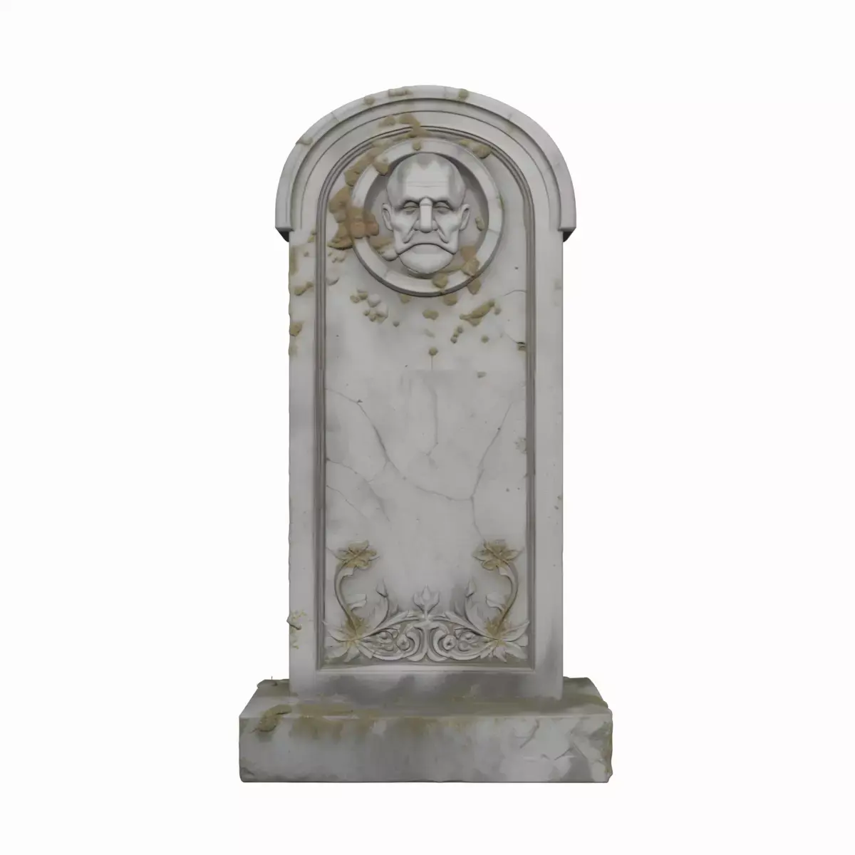 Realistic 3D Foam Tombstone Model with Floral Cracks 3D model