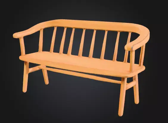 Stylized Wooden Bench 3D Model - Interior Furniture Asset Low-poly 3D model