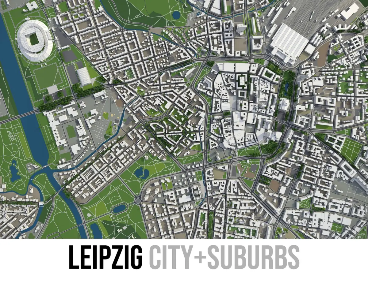 Leipzig - city and surrounding area 3D model