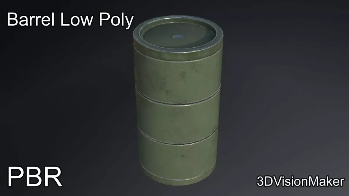 Barrel Low Poly - military look Low-poly 3D model