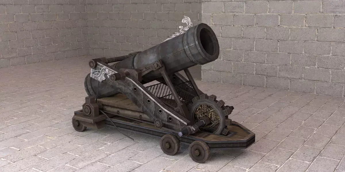 Lowpoly Cannon Low-poly 3D model