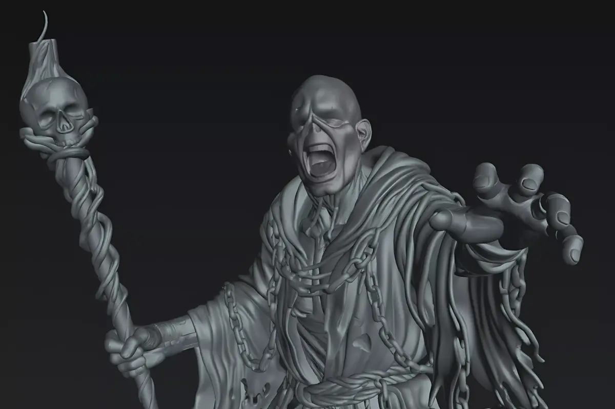 Zombie Necromancer of the Forgotten Grave STL Miniature 3D print model