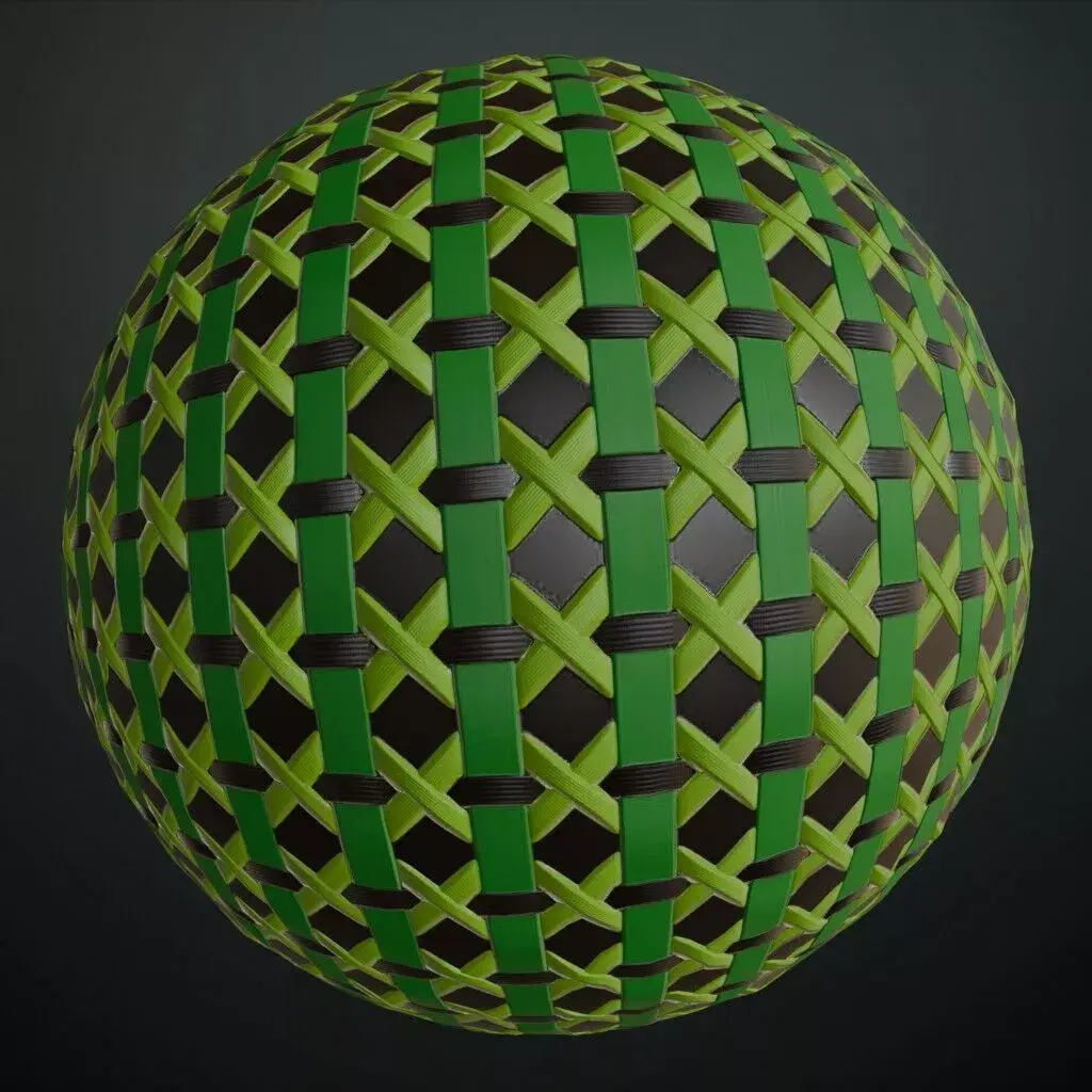 Green Plastic Weave Cane Strapping Outdoor PBR Material Seamless Texture