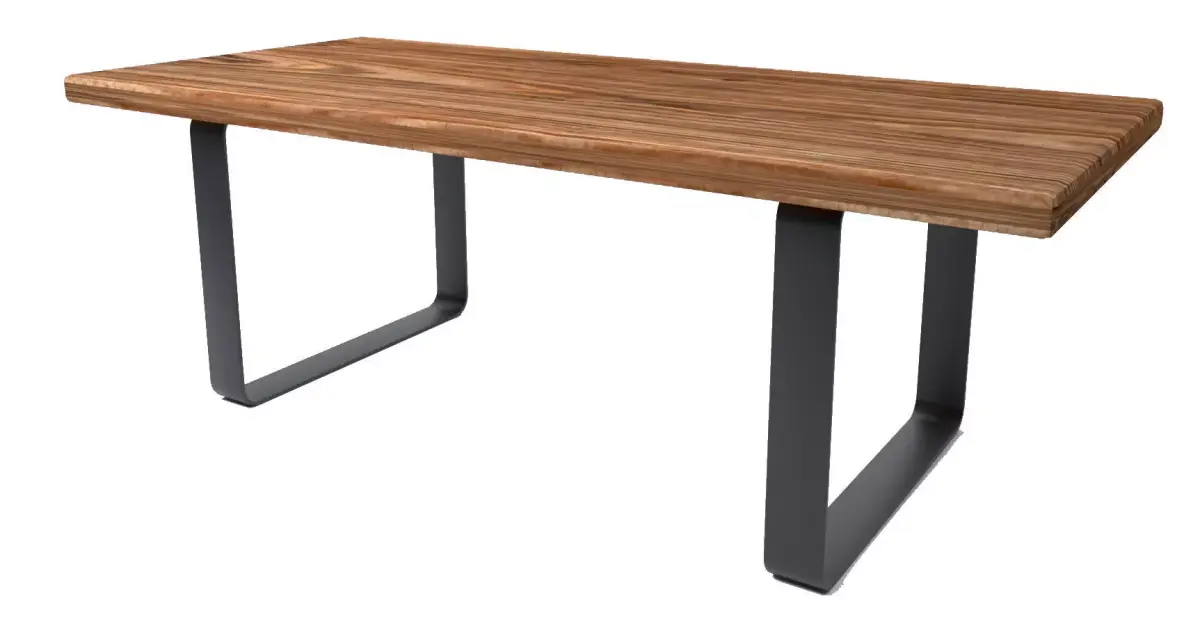 Wooden Dining Table with Matte Black Legs Free 3D model