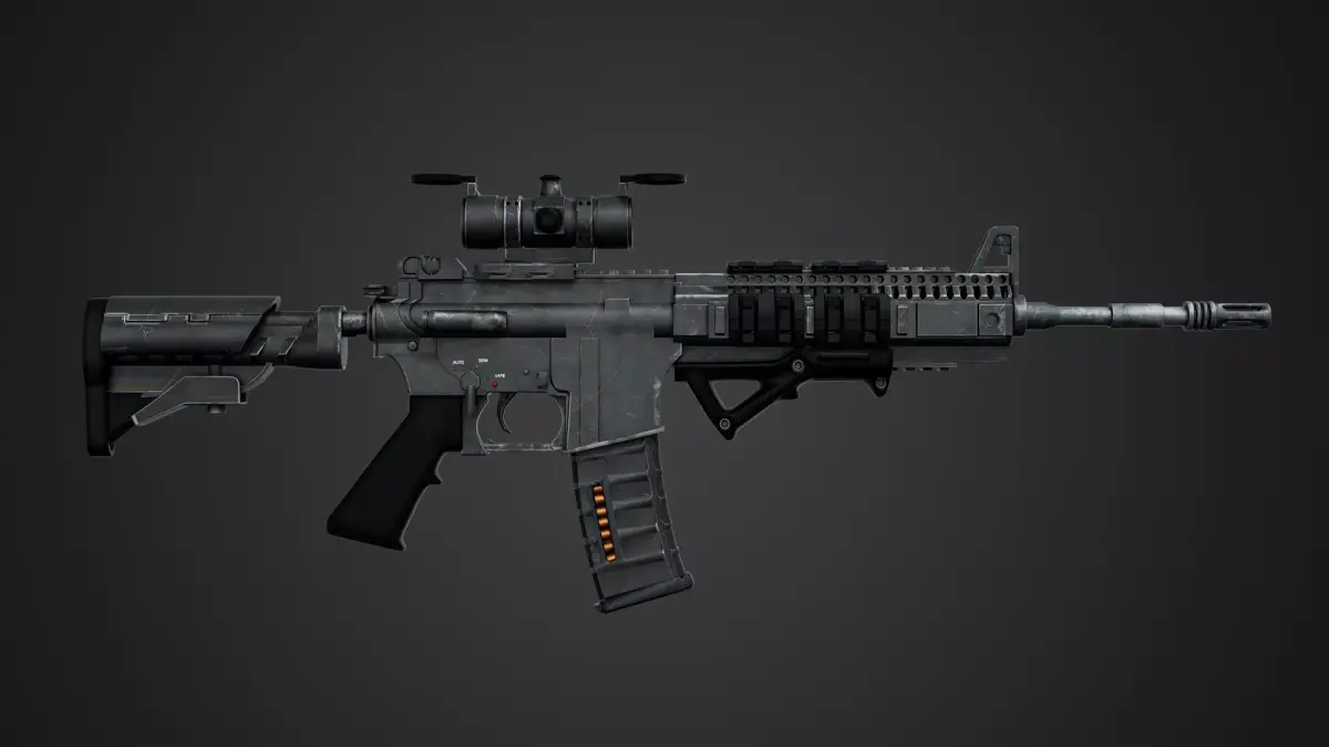 Game-Ready Low Poly Assault Rifle PBR Textured Military Weapon  Low-poly 3D model