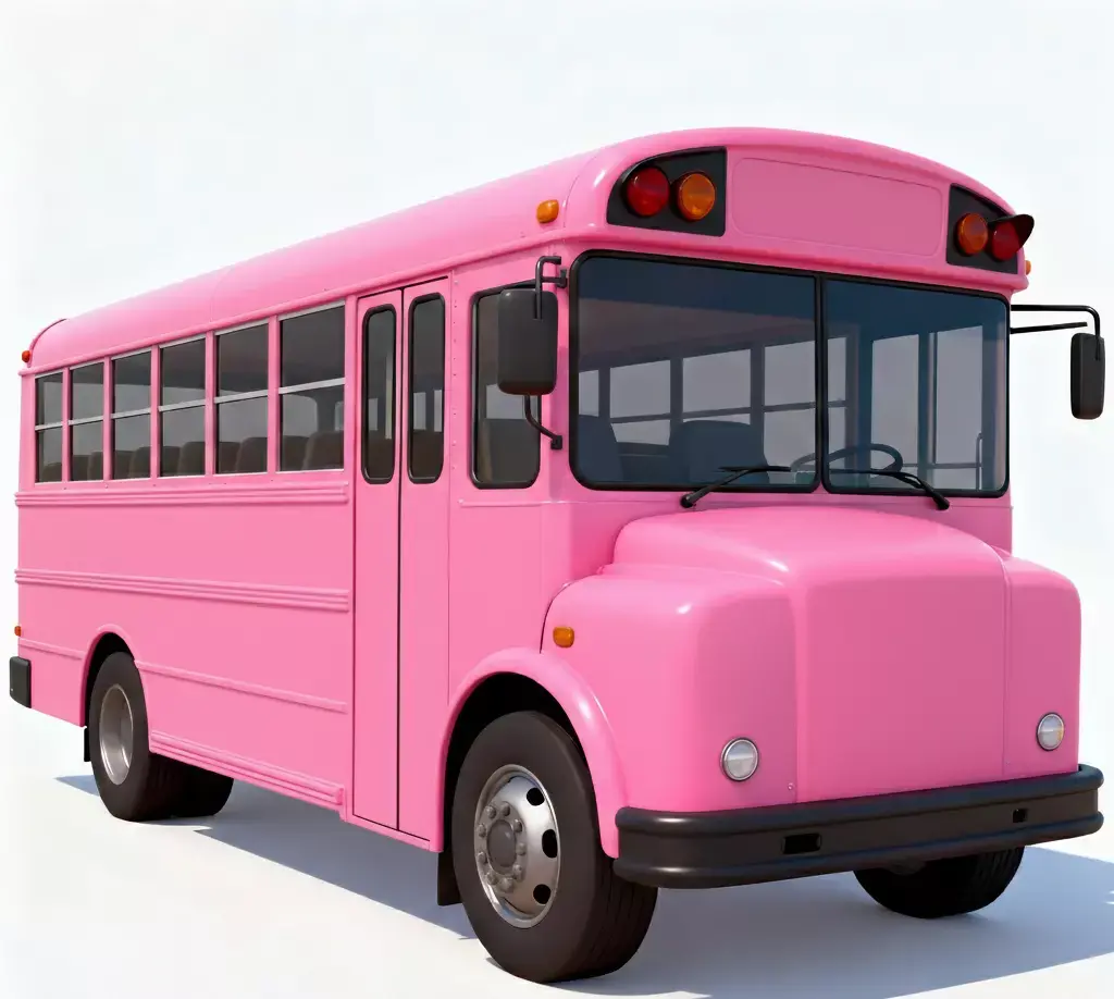 Pastel Pink School Bus 3D Model Low-poly 3D model