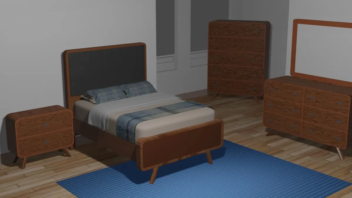 Minimalist Bedroom  Free low-poly 3D model