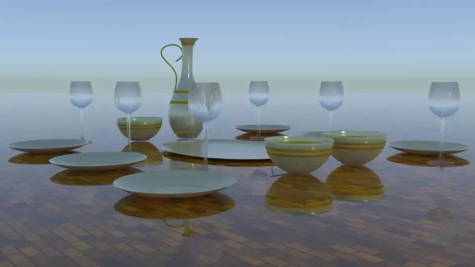 Diner set Antique Free low-poly 3D model