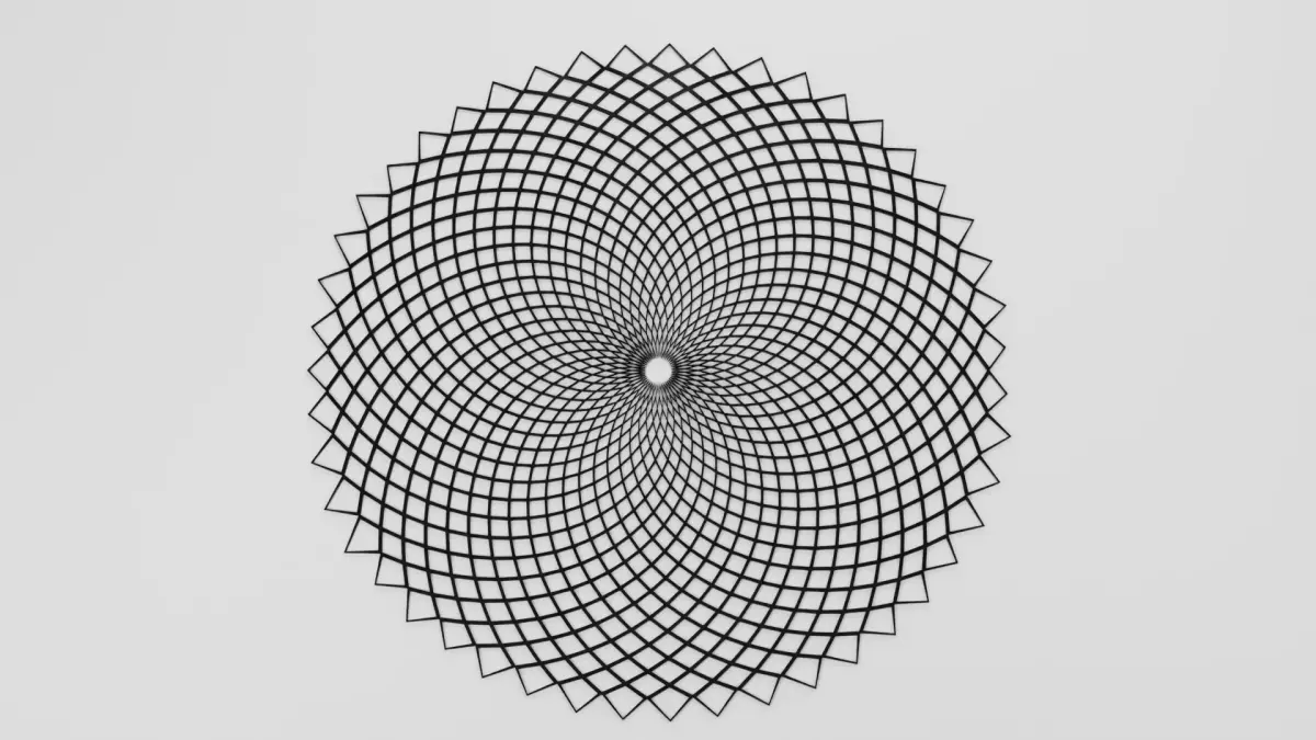 Fibonacci Phyllotaxis Spiral Disc - Dark Iron Metal Low-poly 3D model