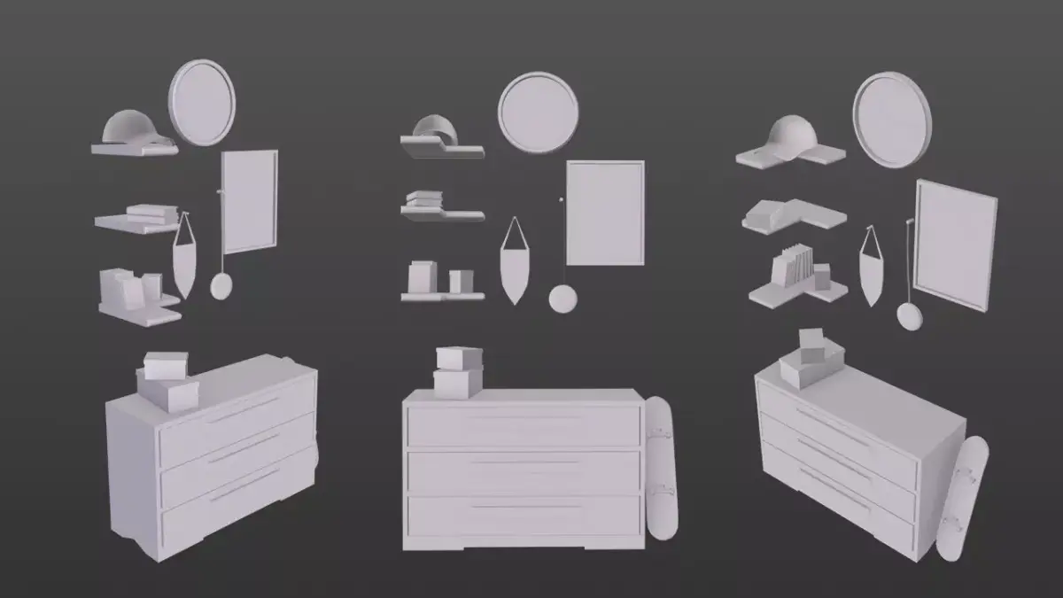 nightstand set of furniture Free low-poly 3D model