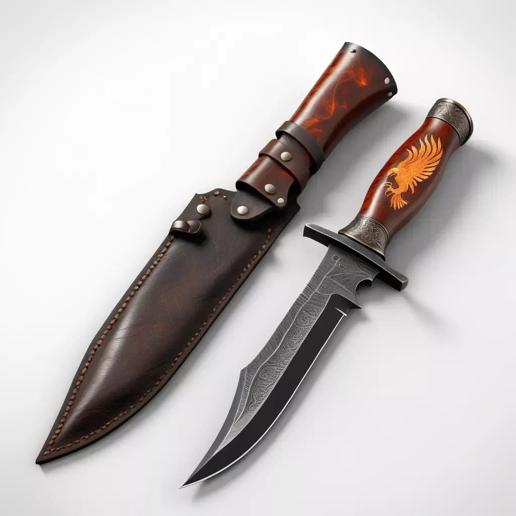 Detailed Hunting Knife with Sheath 3D model