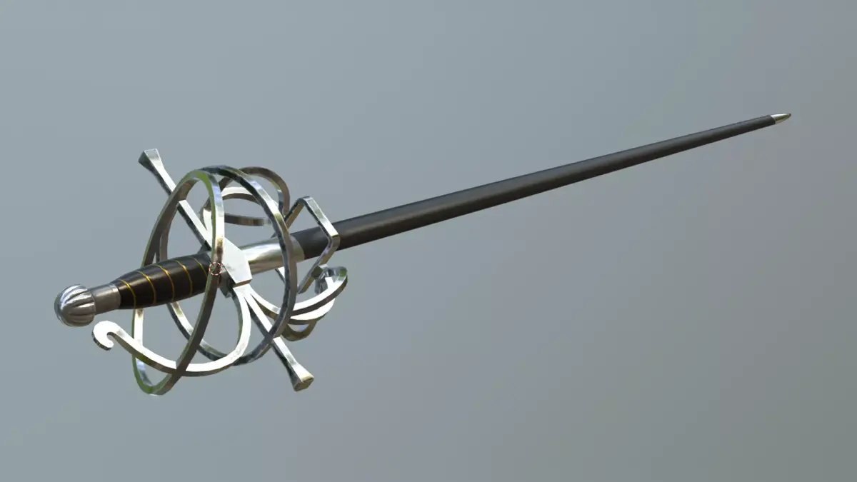 Fencing sword with low-poly mesh Low-poly 3D model