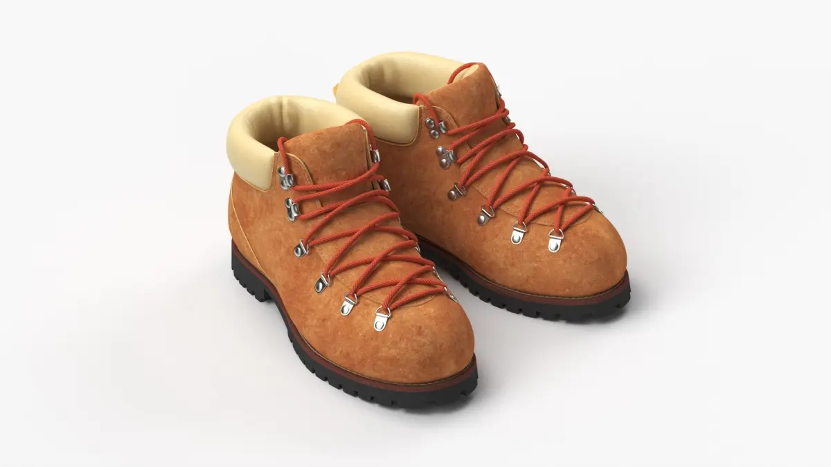 Hiking Leather Boots Brown 3D model