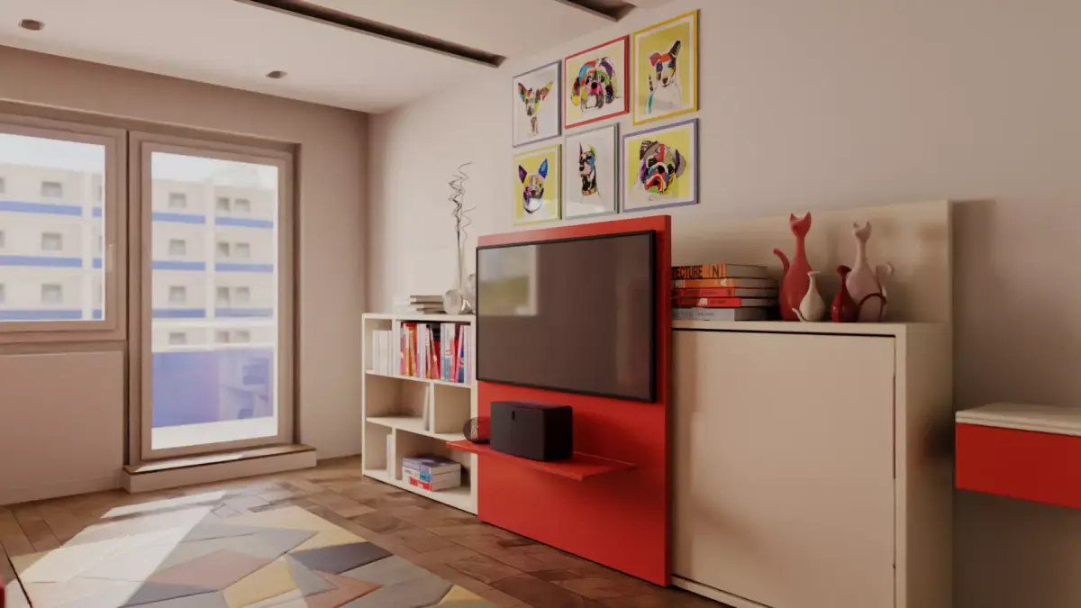 Clei Poppi Theatre sliding TV cabinet with bed 3d model Free 3D model