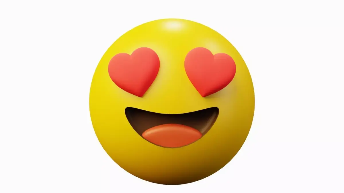 Fell in Love Yellow Ball Emoticon Emoji or Smiley 3D model