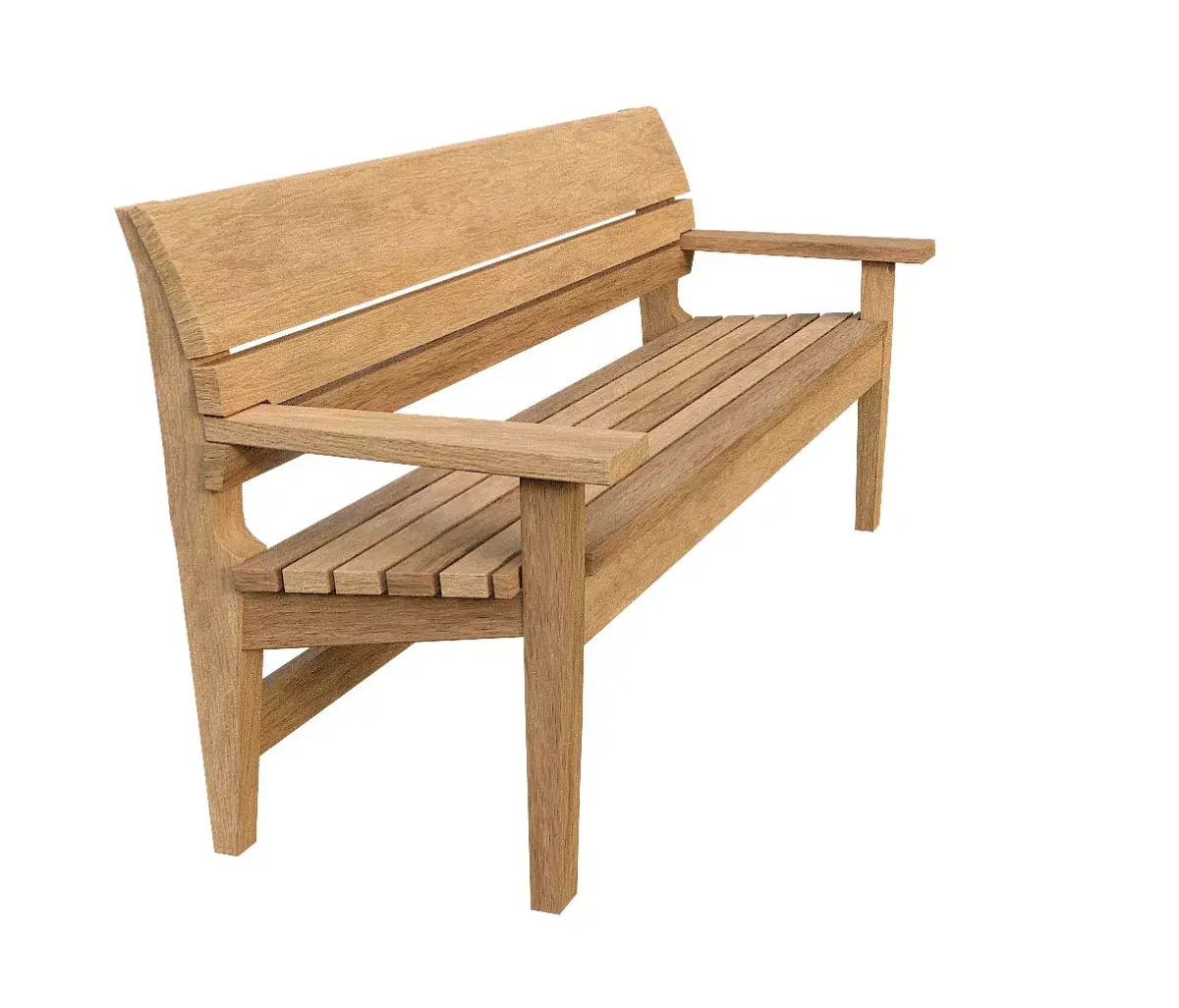 Bench04 teak garden bench Low-poly 3D model