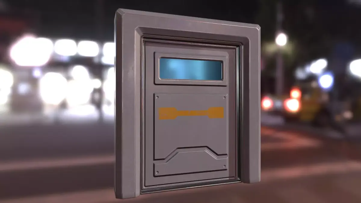 Sci Fi Door Low-poly 3D model 5