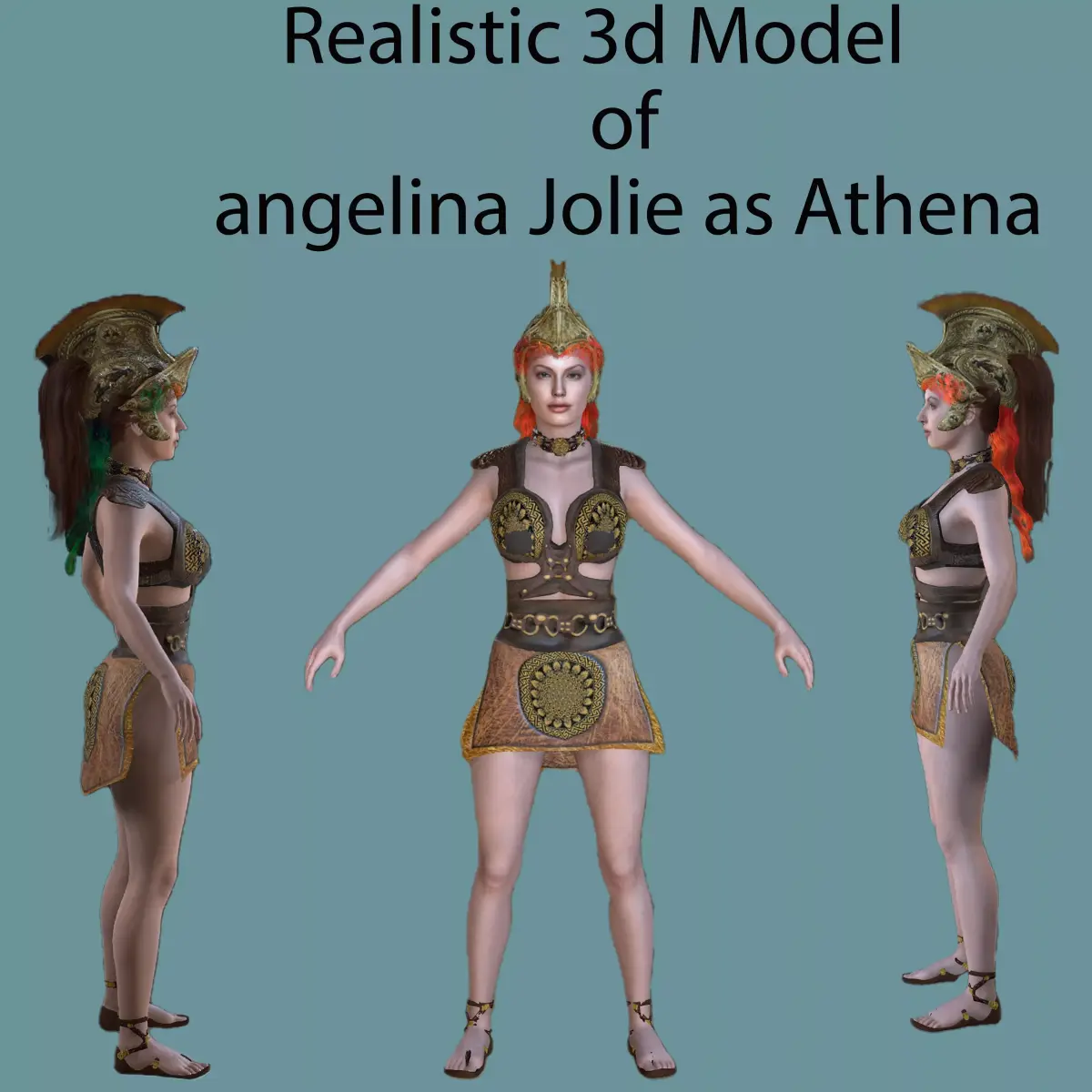 Angelina Jolie as Athena Low-poly 3D model