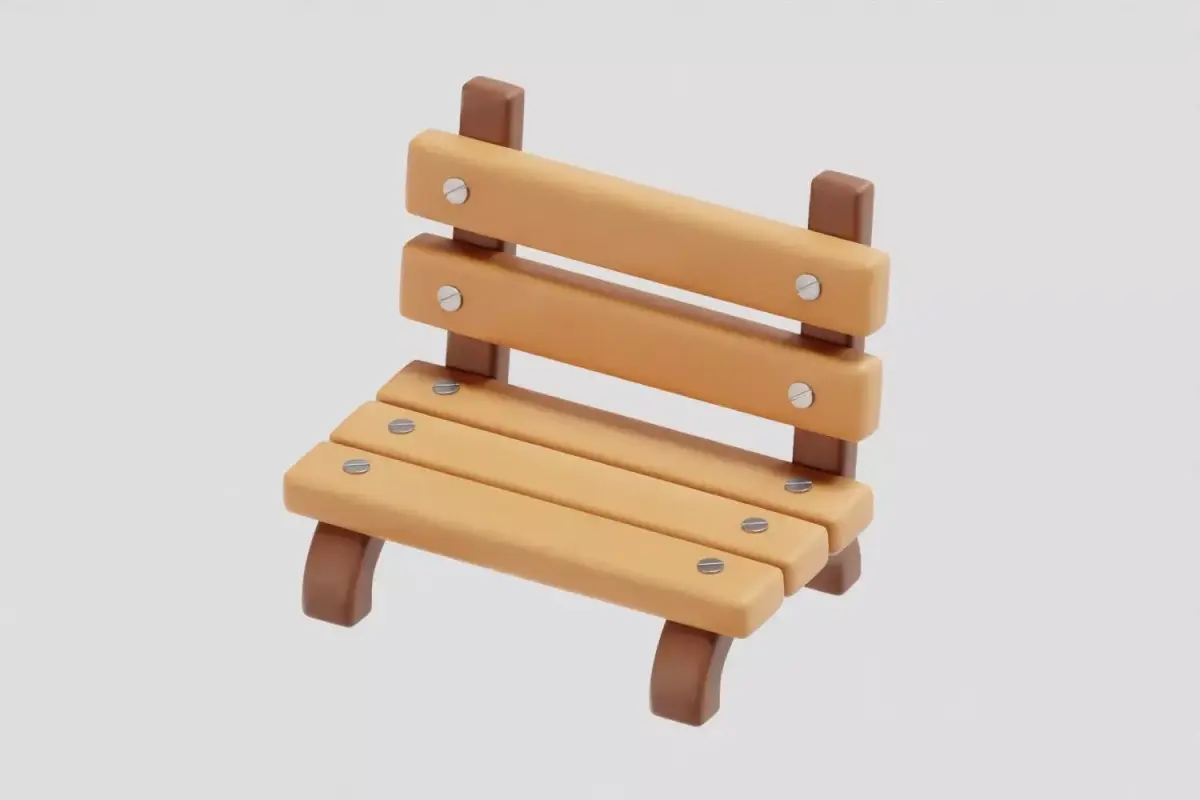 Park Bench Low-poly 3D model 15